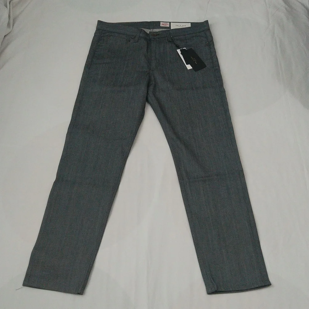 Rag bone fit 2 slim mid rise tailored raw grey denim jeans men's Sz 34w/32L - Picture 5 of 14